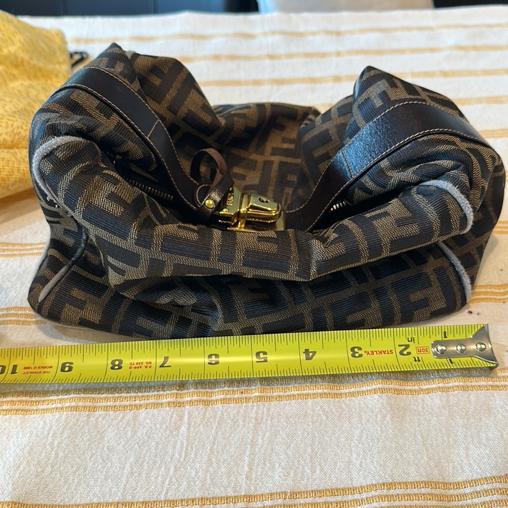 Fendi Large Hobo Bag in Brown Monogram Canvas with Gold Hardware - Picture 10 of 11